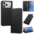 iPhone 18 Pro Embossed Meander Pattern RFID Vegan Leather Phone Case - Black