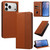 iPhone 18 Pro Embossed Meander Pattern RFID Vegan Leather Phone Case - Brown