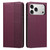 iPhone 18 Pro Embossed Meander Pattern RFID Vegan Leather Phone Case - Dark Purple