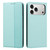 iPhone 18 Pro Embossed Meander Pattern RFID Vegan Leather Phone Case - Mint Green