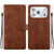 iPhone 18 Pro Ethnic Pattern Embossed Vegan Leather Phone Case - Brown