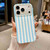iPhone 18 Pro Full Coverage IMD Printed Vertical Stripes TPU Phone Case - Blue
