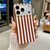 iPhone 18 Pro Full Coverage IMD Printed Vertical Stripes TPU Phone Case - Coffee