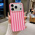 iPhone 18 Pro Full Coverage IMD Printed Vertical Stripes TPU Phone Case - Pink