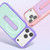 iPhone 18 Pro Generation Color Block Silicone Magnetic Phone Case with 360 Degrees Holder - Pink