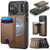 iPhone 18 Pro JEEHOOD J10 Flip Card Bag MagSafe Split RFID Leather Phone Case - Brown