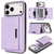 iPhone 18 Pro Kalebol Strong Magnetic MagSafe Tri-Fold Wallet Leather Phone Case - Purple