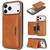 iPhone 18 Pro Kalebol Strong MagSafe Magnetic Two-Fold Card Bag Leather Phone Case - Brown