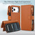 iPhone 18 Pro KLT-033 Detachable 2 in 1 Zipper Wallet Magnetic Phone Case with Lanyard - Brown