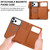 iPhone 18 Pro KLT-033 Detachable 2 in 1 Zipper Wallet Magnetic Phone Case with Lanyard - Brown