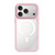 iPhone 18 Pro Liquid Silicone Frame Hybrid Clear Back Panel Magnetic Phone Case - Light Pink