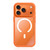 iPhone 18 Pro Liquid Silicone Frame Hybrid Clear Back Panel Magnetic Phone Case - Orange