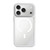 iPhone 18 Pro Liquid Silicone Frame Hybrid Clear Back Panel Magnetic Phone Case - White