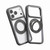 iPhone 18 Pro Liquid Silicone Frame Hybrid Clear Back Panel Rotatable Magnetic Holder Phone Case - Grey