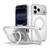 iPhone 18 Pro Matte Translucent 360 Rotation Magnetic Holder Phone Case - Platinum White