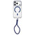 iPhone 18 Pro Question Mark Clear PC Magnetic Phone Case with Lanyard - Business Blue