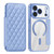 iPhone 18 Pro Shield Magsafe RFID Anti-theft Rhombus Leather Phone Case - Blue