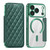 iPhone 18 Pro Shield Magsafe RFID Anti-theft Rhombus Leather Phone Case - Green