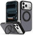 iPhone 18 Pro Skin Feel Revolving Kickstand Magnetic Phone Case - Black