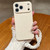 iPhone 18 Pro Solid Color Liquid Silicone Magnetic Phone Case with Lanyard - Antique White