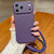 iPhone 18 Pro Solid Color Liquid Silicone Magnetic Phone Case with Lanyard - Dark Purple