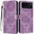 iPhone 18 Pro Sunflower Embossed Vegan Leather Phone Case with Small Black Rope - Purple