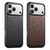 iPhone 18 Pro Suteni G5 Large Litchi Texture Vegan Leather Magnetic Back Phone Case - Black