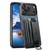 iPhone 18 Pro Suteni H13 Card Wallet Wrist Strap Holder PU Phone Case - Blue