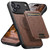 iPhone 18 Pro Suteni H18 Cross Grain MagSafe Wallet Leather Phone Case - Brown