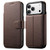 iPhone 18 Pro Suteni Q05 -in-1 Multi-function MagSafe Wallet Big Litchi Leather Phone Case - Brown