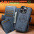 iPhone 18 Pro Suteni Q06S2 3-in-1 Detachable Vertical Flip Wallet MagSafe Splicing Leather Phone Case - Blue