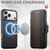 iPhone 18 Pro Suteni Q08 2-in-1 Multi-function Magnetic Wallet Big Litchi Vegan Leather Phone Case - Brown
