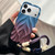 iPhone 18 Pro Thickened 3D Leaf Pattern Two-Color Oil-Sprayed TPU Phone Case with Strap - Blue Wine Red