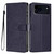 iPhone 18 Pro Tree Cat Embossed Flip Vegan Leather Phone Case - Dark Blue