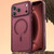 iPhone 18 Pro Vegan Leather Magnetic Phone Case - Wine Red
