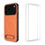 iPhone 18 Pro WANLONFENG Kickstand Carbon Fiber Texture Magnetic Phone Case with 2pcs Screen Films - Orange