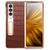 QIALINO - Galaxy Z Fold3 5G 2 in 1 Crocodile Pattern Genuine Leather + PC Phone Case - Brown