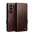 QIALINO - Galaxy Z Fold8 Ultra 5G Vintage Calfskin Genuine Leather Phone Case - Dark Brown