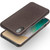 QIALINO - iPhone X / XS Natural Texture Cowhide Leather Protective Case - Dark Brown