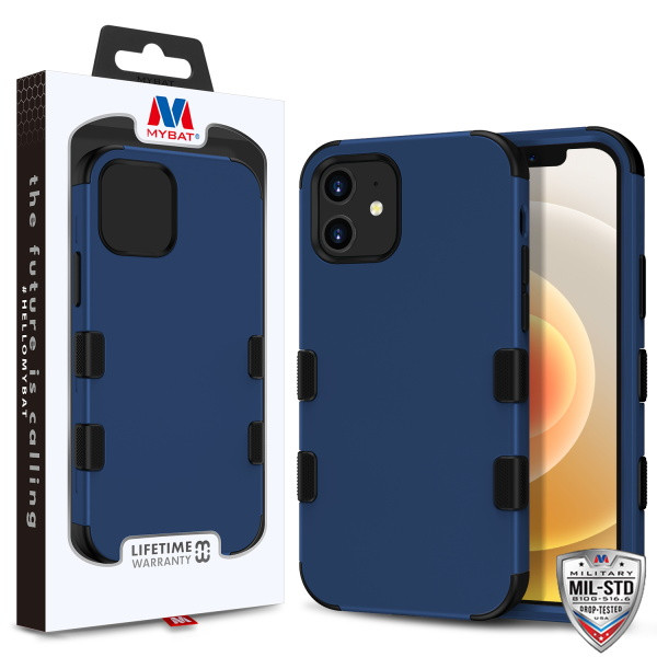 MyBat TUFF Hybrid Protector Case [Military-Grade Certified] for Apple iPhone  12 mini (5.4) - Rubberized Ink Blue / Black MIP12CSE1TS103