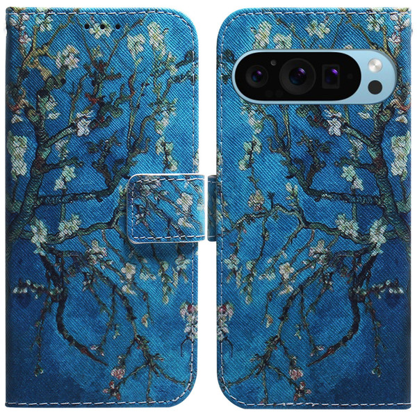 Google Pixel 9 Coloured Drawing Flip Leather Phone Case - Apricot