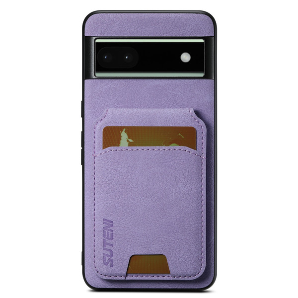 Google Pixel 6a Suteni H02 Litchi Leather Card Wallet Stand Back