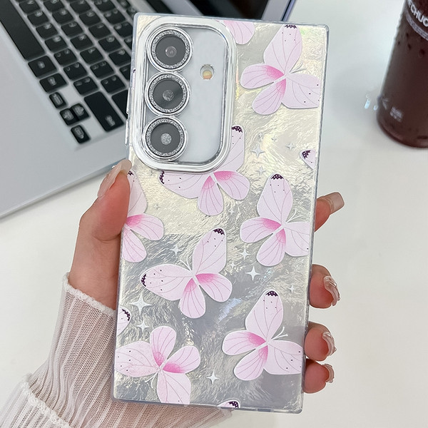 Samsung Galaxy S25 5G Plating Texture Butterfly TPU Phone Case