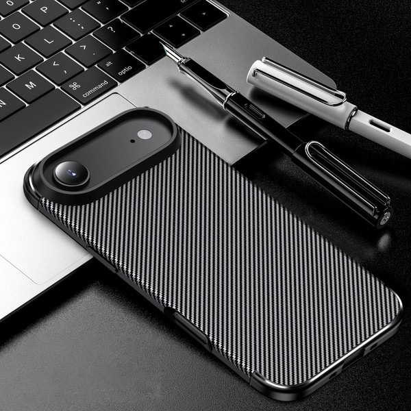 iPhone Air Carbon Fiber Texture Shockproof TPU Phone Case - Black