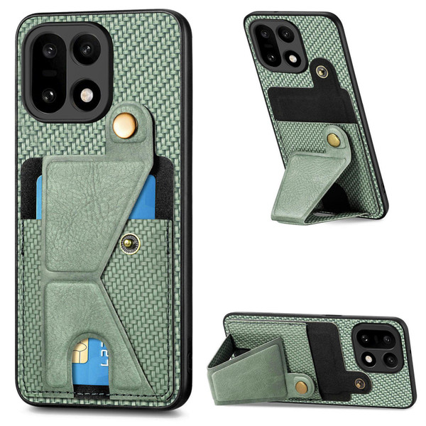 OnePlus 15 Carbon Fiber Wallet Flip Card K-shaped Holder Phone