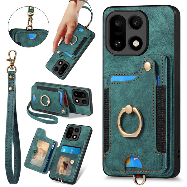 OnePlus 15 Retro Skin-feel Ring Multi-card RFID Wallet Phone Case