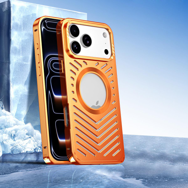 iPhone 17 Pro Max Cooling MagSafe Magnetic Metal Phone Case - Orange