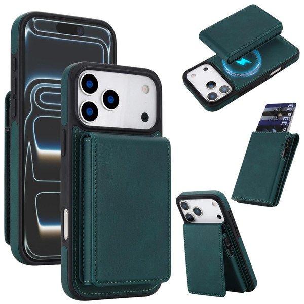 Spring Loaded Phone Case iPhone 17 Pro Max Retro Faux Leather Detachable Spring Loaded Card Bag ...