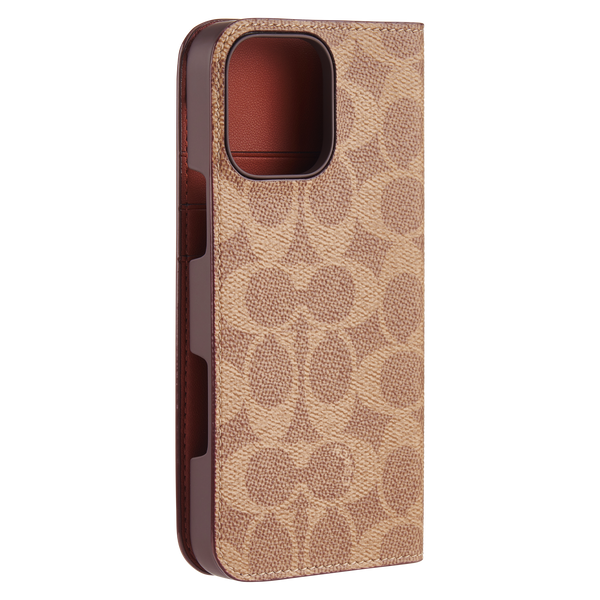 Coach - Folio Case For Apple Iphone 16 Pro Max - Signature Tan