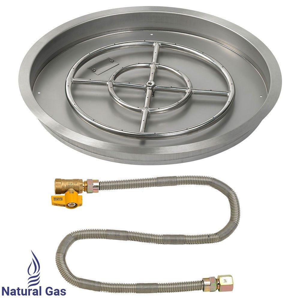 25 Round Drop In Pan With Match Light Kit 18 Fire Pit Ring Natural Gas